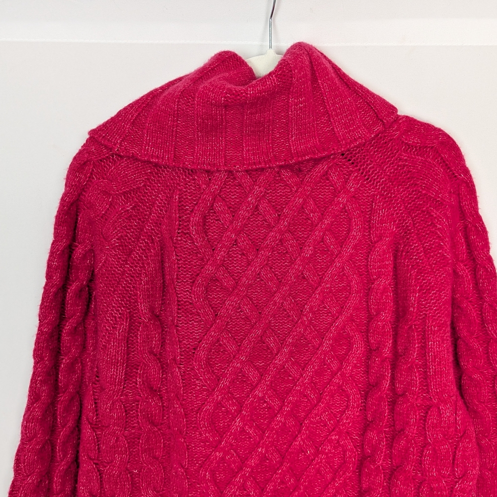 Banana Republic XS Yak Hair Wool Cesta Cable-Knit Turtleneck Sweater Oversized - Picture 6 of 12